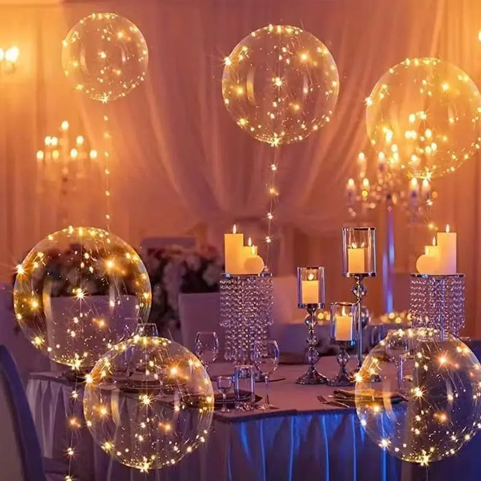 Light-Up LED Bobo Balloons – 5 Pack Clear Glow Balloons with Fairy Lights for Parties & Weddings