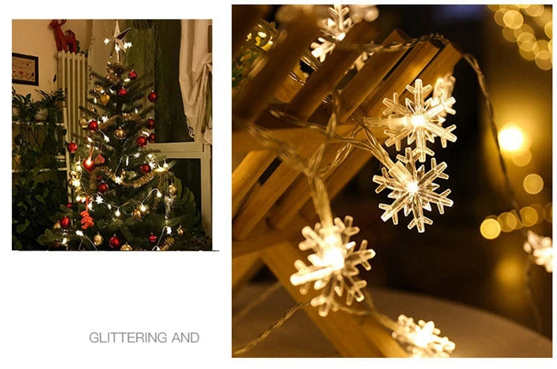 Snowflake Fairy Lights – USB or Battery Christmas String Lights (1.5 m, 3 m or 6 m)
