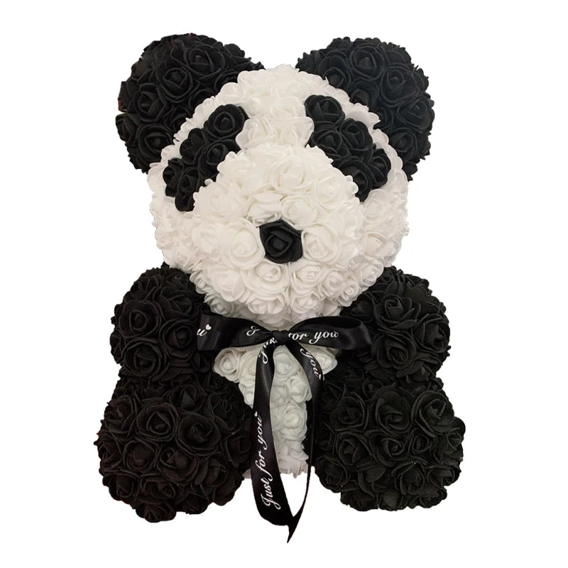 Rose Teddy Bear 40cm – Large Artificial Rose Bear for Valentine's, Anniversary & Birthday