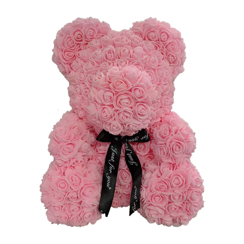 Rose Teddy Bear 40cm – Large Artificial Rose Bear for Valentine's, Anniversary & Birthday