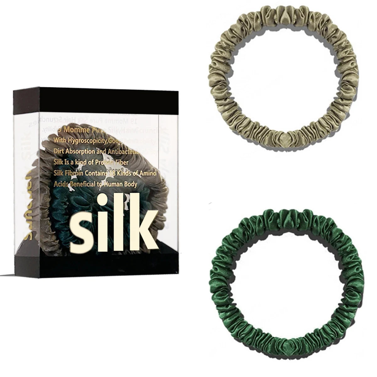 Mulberry Silk Scrunchie Gift Box – 2 Pack Real Silk Hair Ties