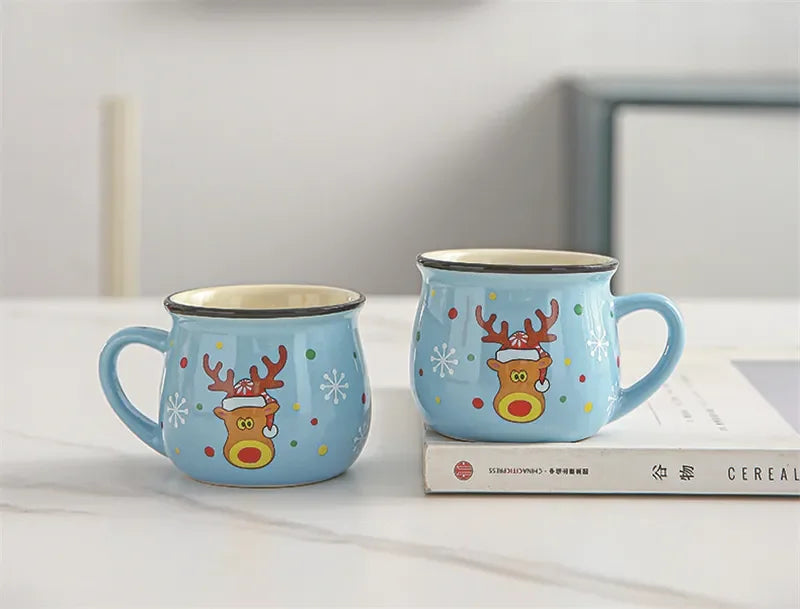 Mini Christmas Mug 150 ml – Cute Santa, Snowman & Reindeer Ceramic Cup