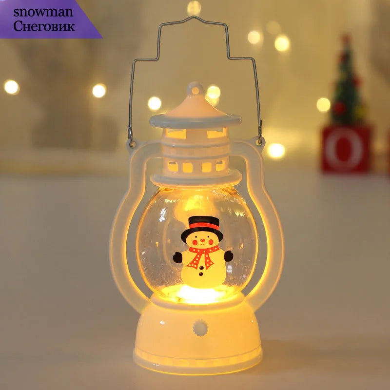 LED Christmas Lantern – Battery Santa, Snowman & Tree Night Light Decoration
