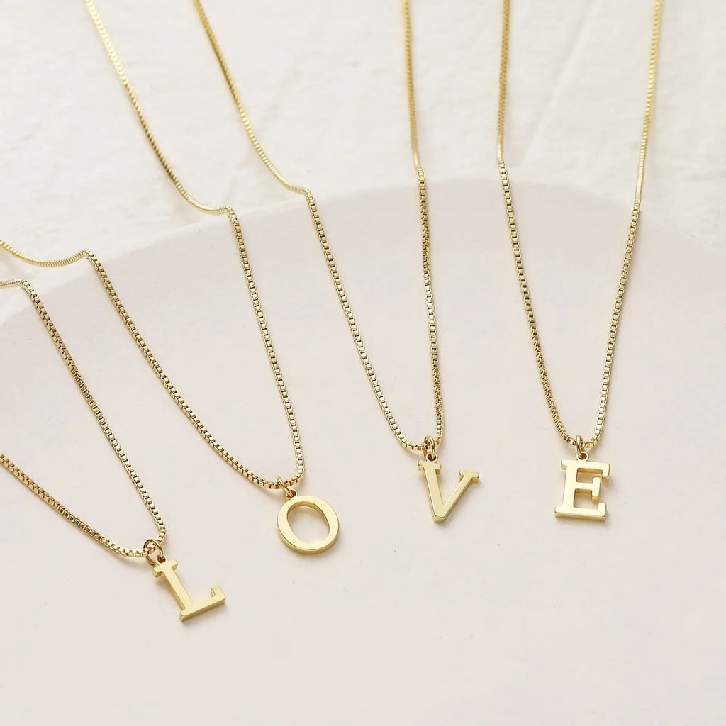 Gold-Tone Initial Necklace – A–Z Letter Pendant