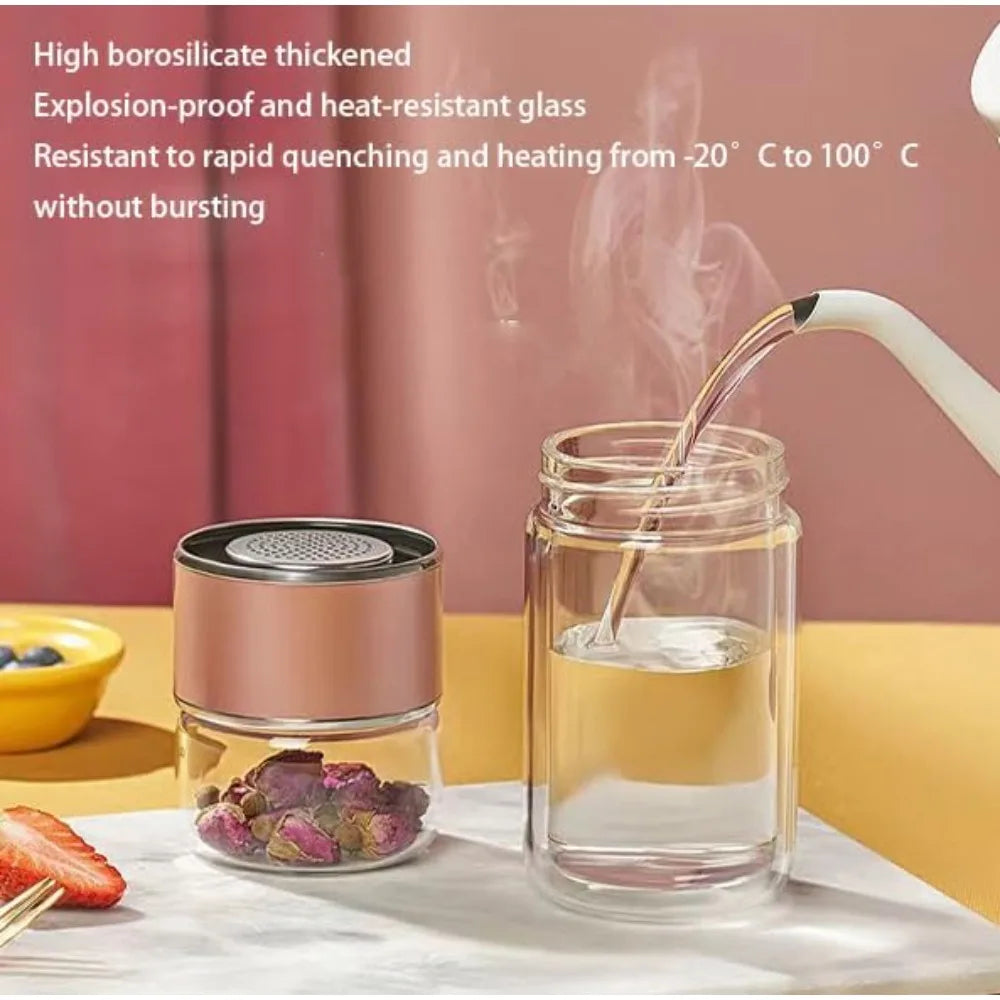 Double-Wall Glass Tea Infuser Bottle – 420ml