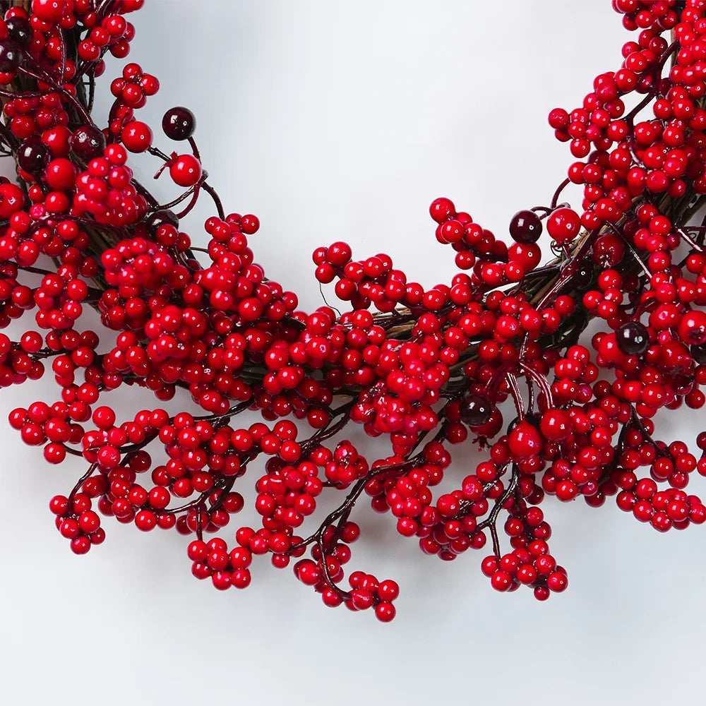 Handmade Christmas Wreath for Front Door – Red Berry, Cypress & Eucalyptus 45 cm