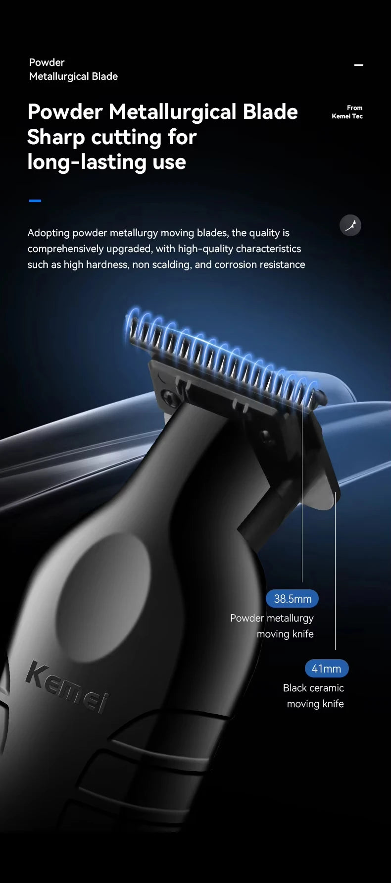 Kemei Cordless Hair Clippers – USB Rechargeable Trimmer for Men