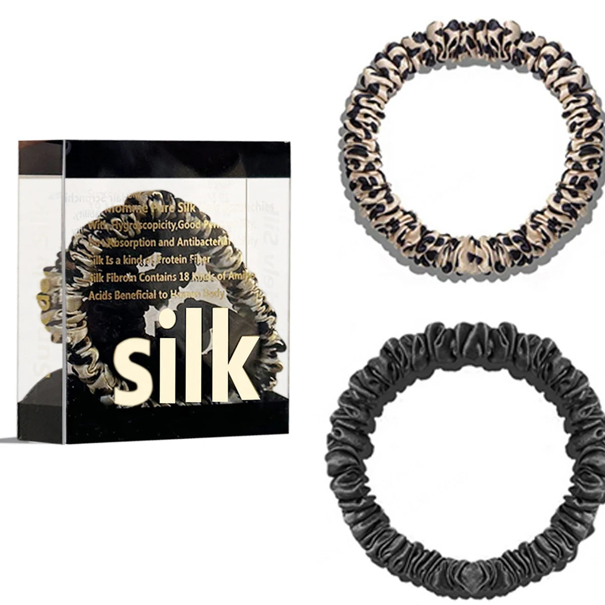 Mulberry Silk Scrunchie Gift Box – 2 Pack Real Silk Hair Ties