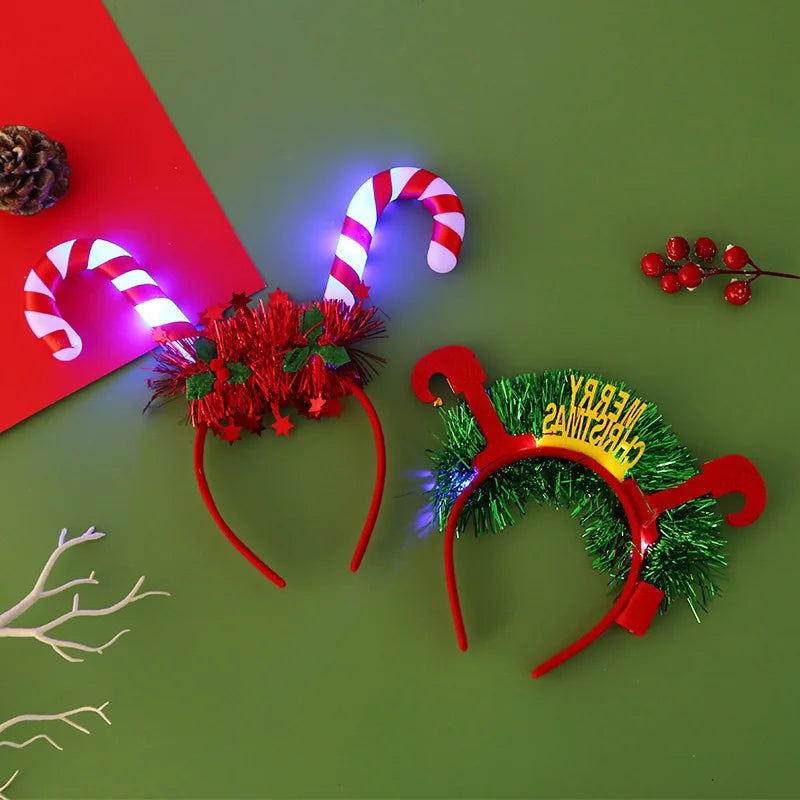 Light-Up Christmas Headband – LED Snowflake & Christmas Tree Headbands for Parties