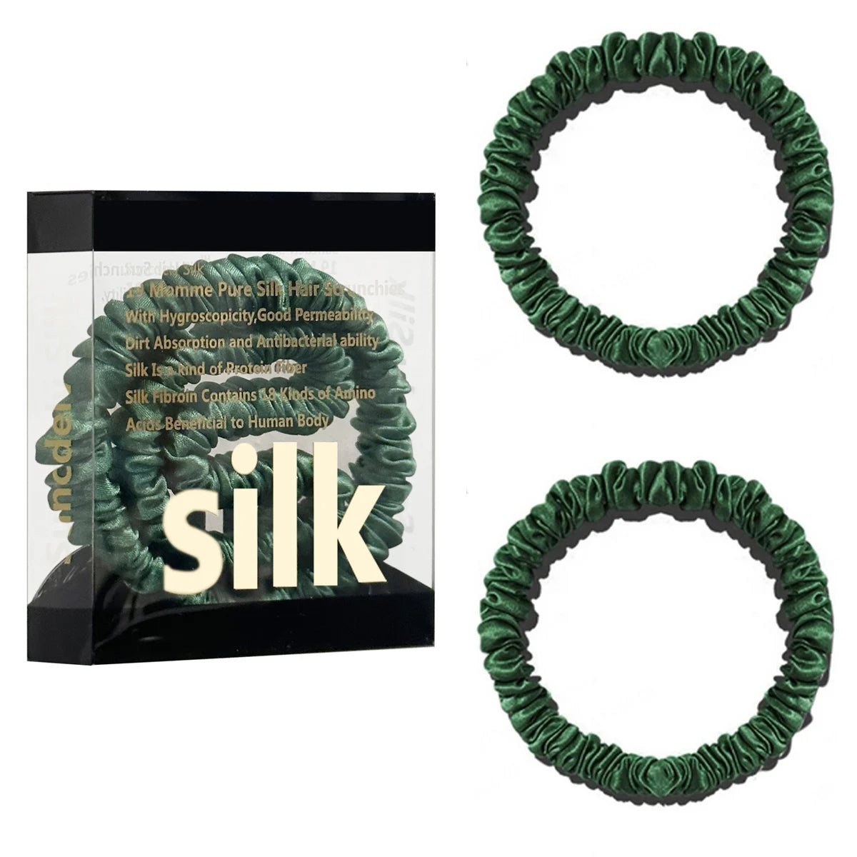 Mulberry Silk Scrunchie Gift Box – 2 Pack Real Silk Hair Ties