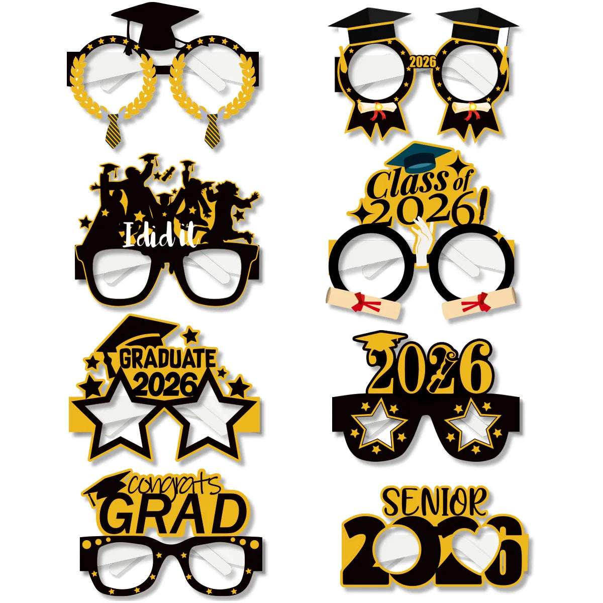 2027 Happy New Year Party Glasses – Black & Gold NYE Photo Prop Glasses