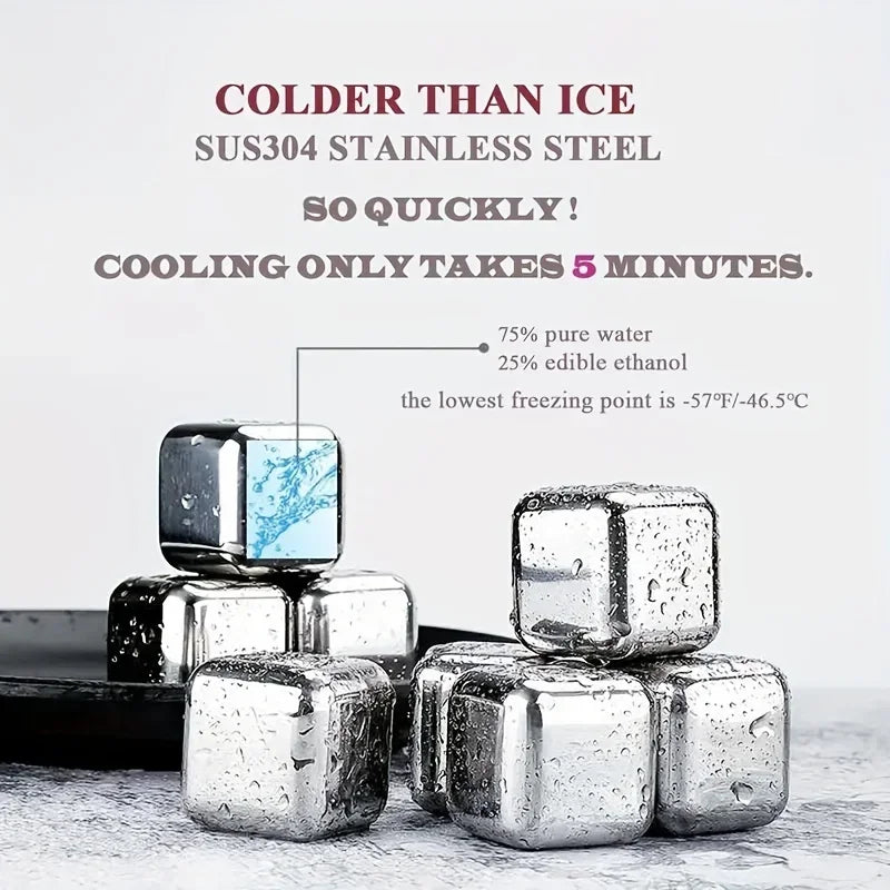 Whisky Chilling Stones Gift Set – Stainless Steel Ice Cubes in Gift Box