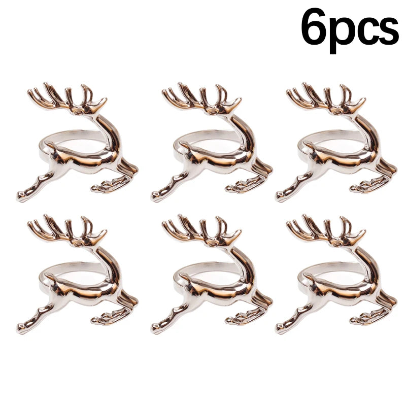 Reindeer Napkin Rings – Gold or Silver Christmas Napkin Holders (1, 6 or 12)