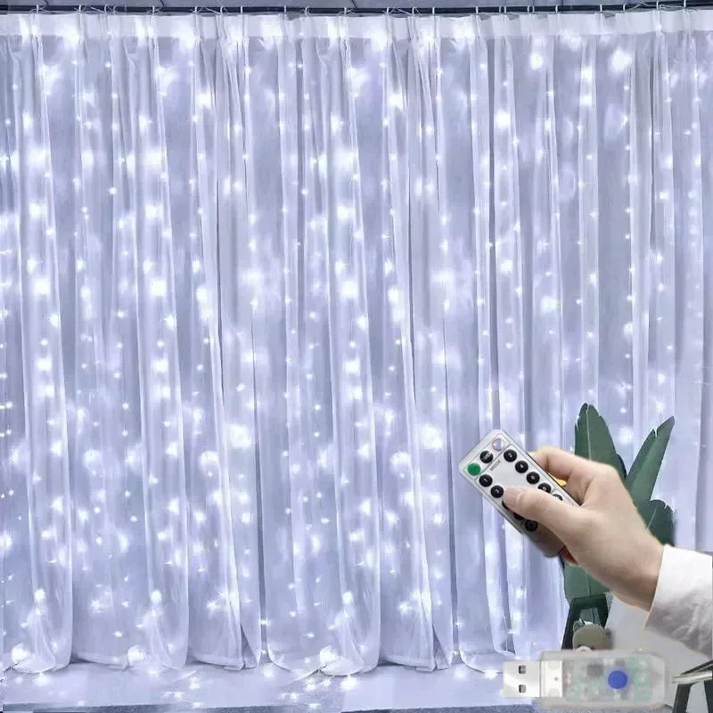 USB Curtain Fairy Lights with Remote – 8 Modes Window & Wall Light Curtain