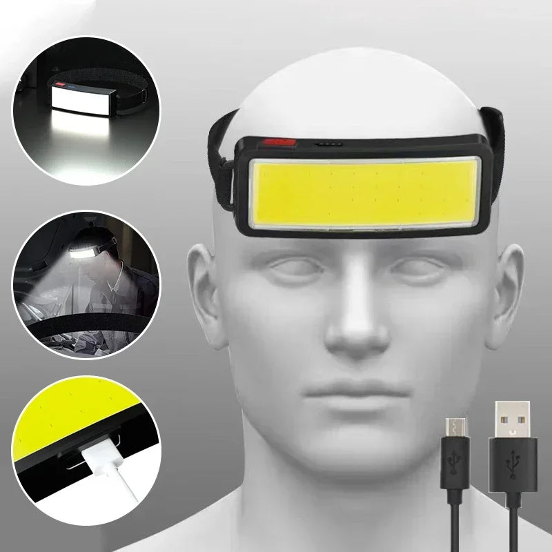 Rechargeable COB Headlamp – USB-C Head Torch for Camping & DIY