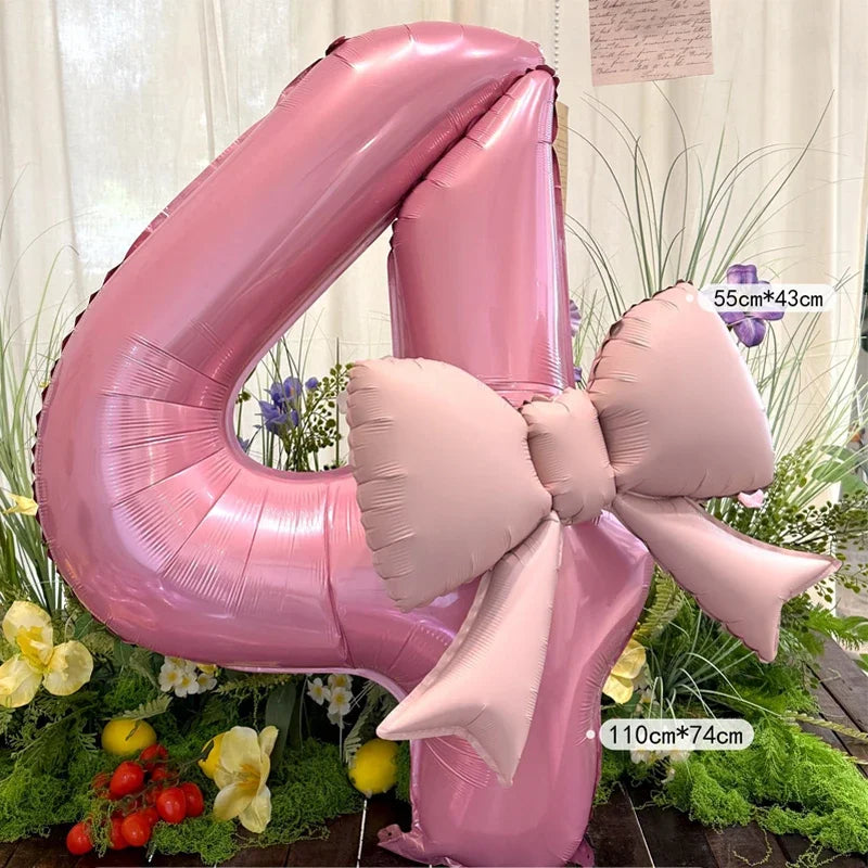 40 in Pink Bow Number Balloon – Giant Foil Birthday Number 0–9