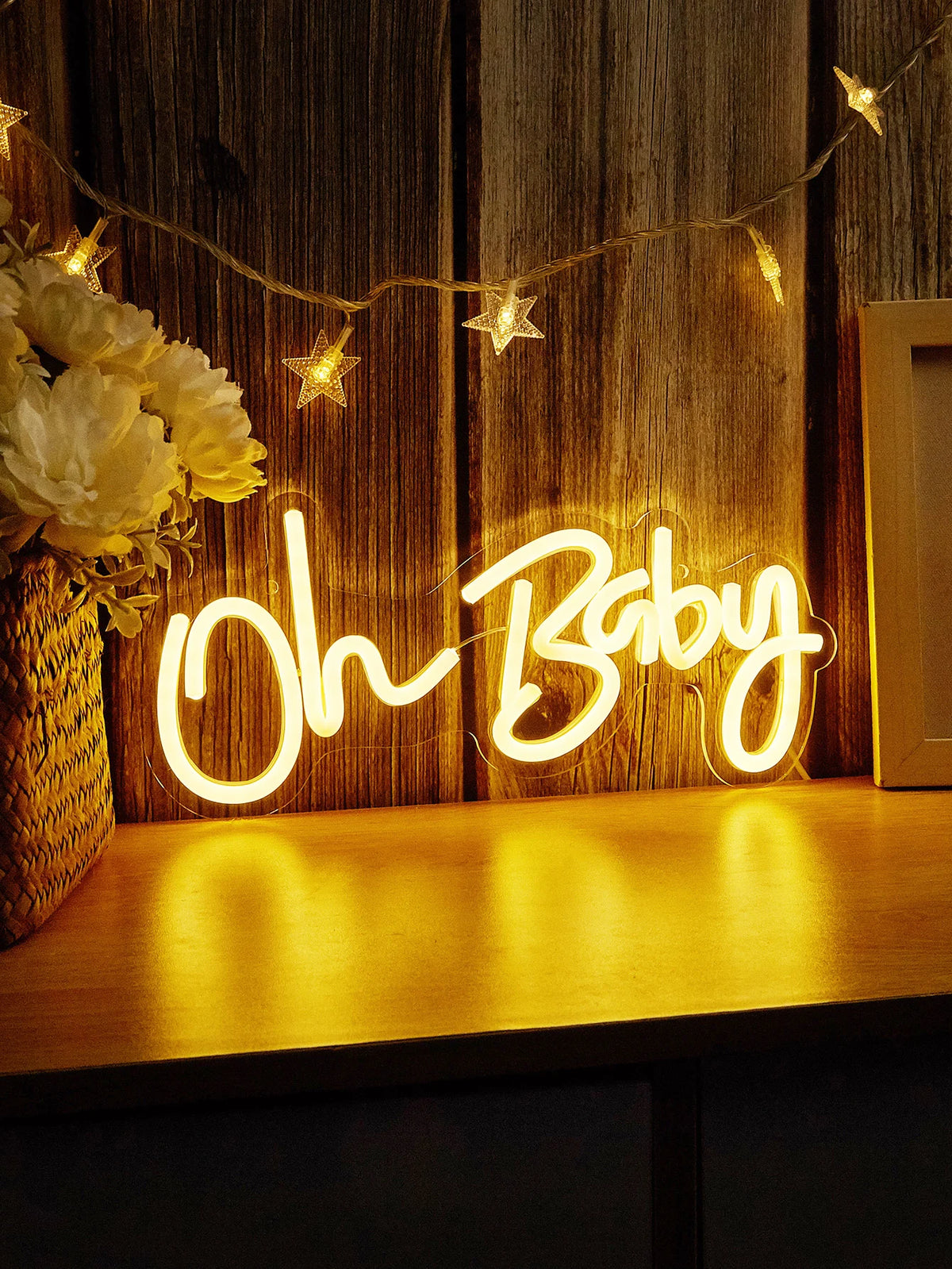 'Oh Baby' LED Neon Sign – Baby Shower & Gender Reveal Backdrop Light, USB Powered