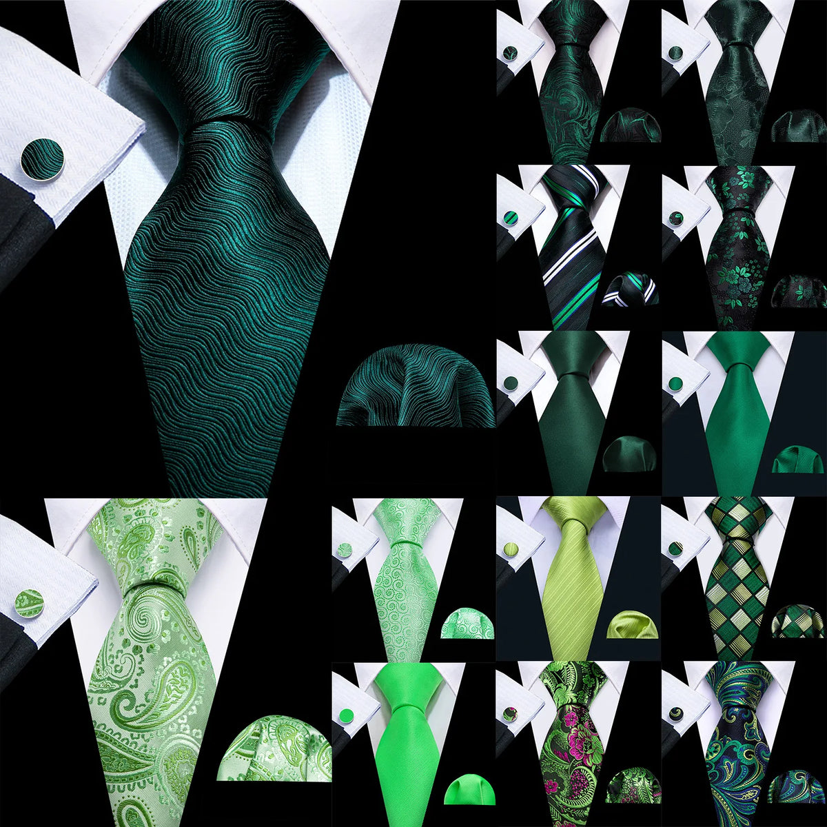 Men's Tie, Pocket Square & Cufflinks Gift Set – Jacquard