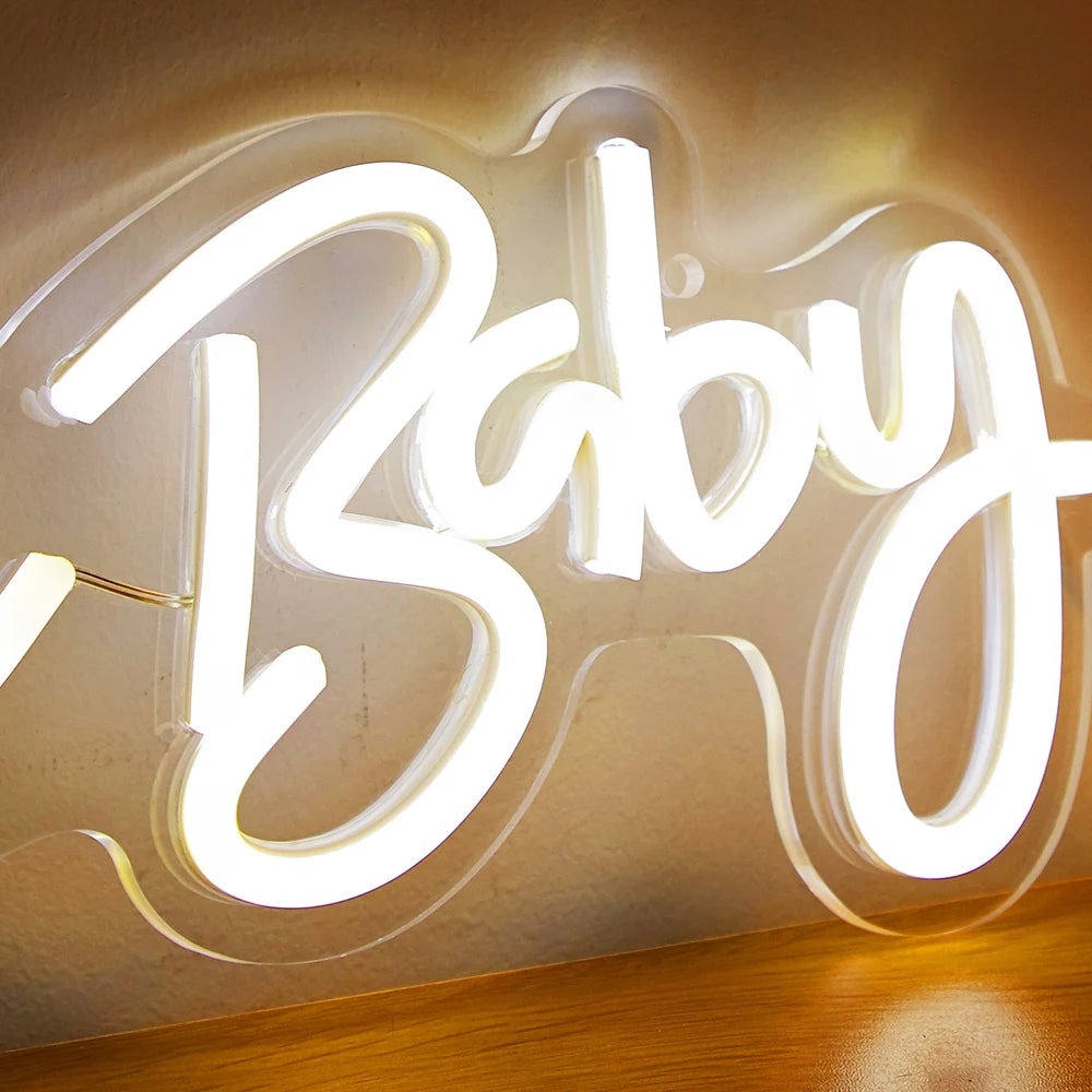 'Oh Baby' LED Neon Sign – Baby Shower & Gender Reveal Backdrop Light, USB Powered