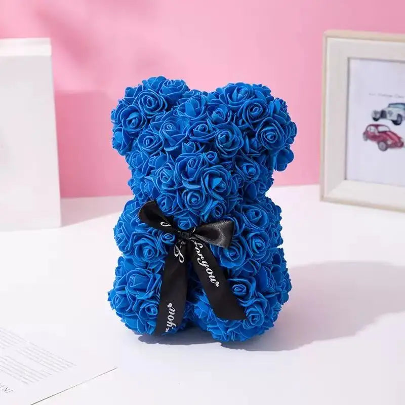 Rose Teddy Bear 25cm – Forever Rose Bear Gift for Her, With or Without Gift Box