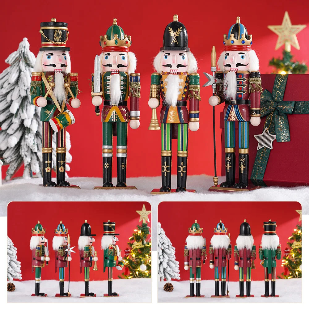 30 cm Wooden Nutcracker Soldier – Traditional Christmas Figure Decoration