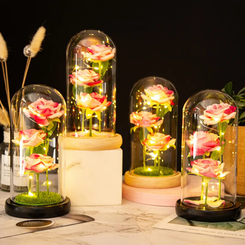 Galaxy Rose with LED Lights – Three Light-Up Forever Roses Gift