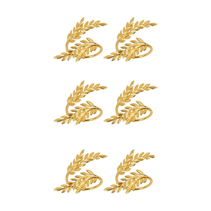 Gold Leaf Napkin Rings – Metal Napkin Holders for Christmas Table (1, 6 or 12)
