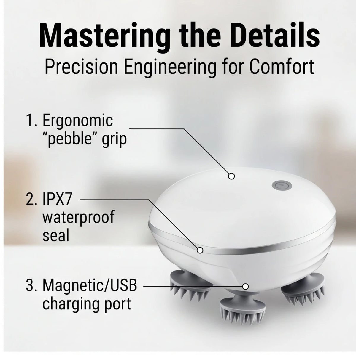 Electric Scalp Massager – Rechargeable Vibrating Head Massage Brush