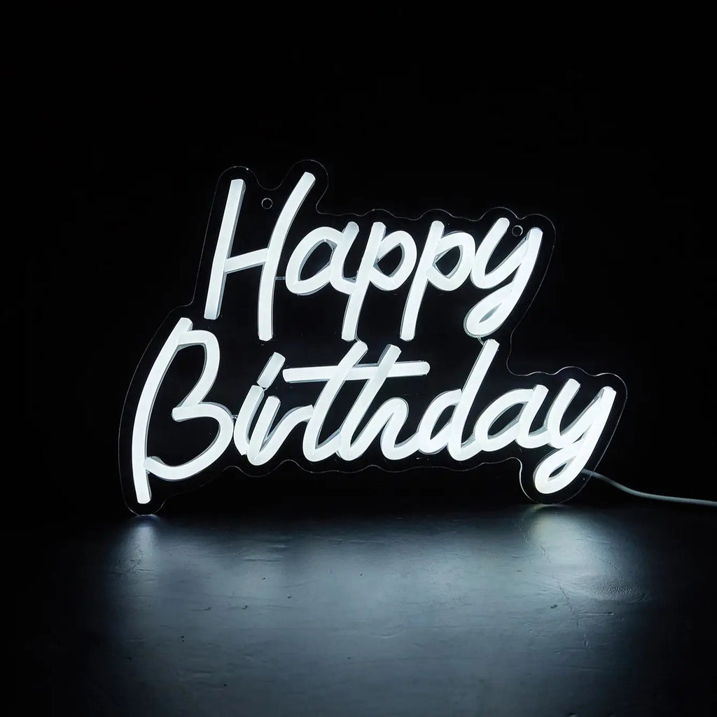'Happy Birthday' LED Neon Sign – Reusable USB Light-Up Birthday Party Backdrop Sign