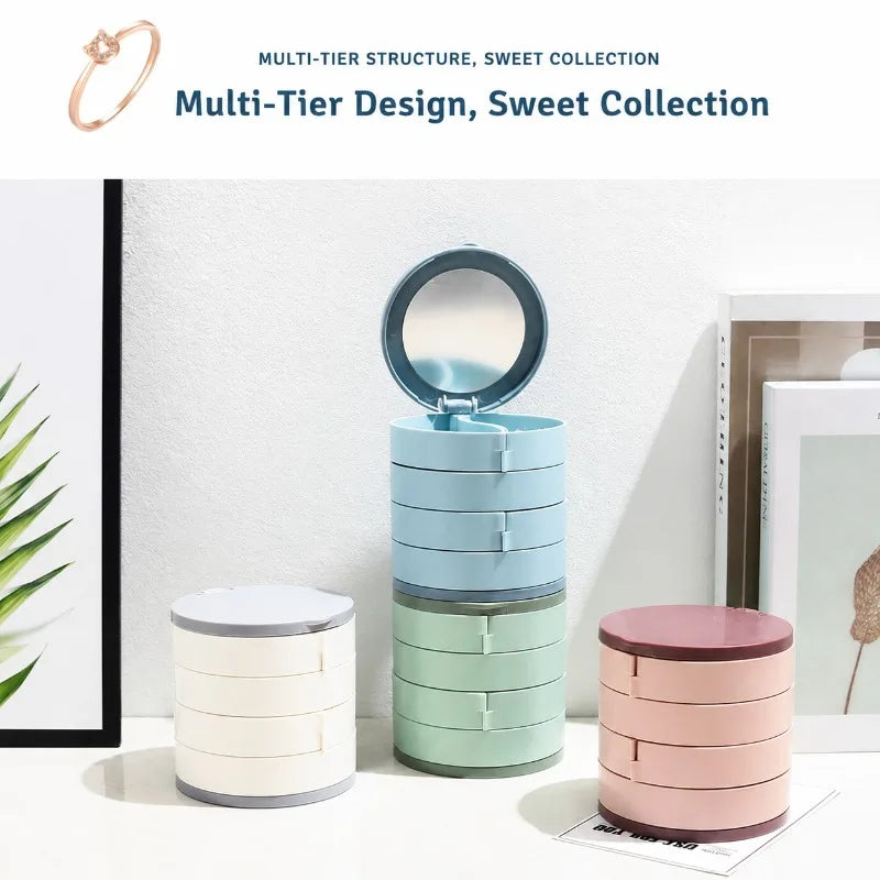 Rotating Jewellery Organiser with Mirror – Multi-Layer Jewellery Box