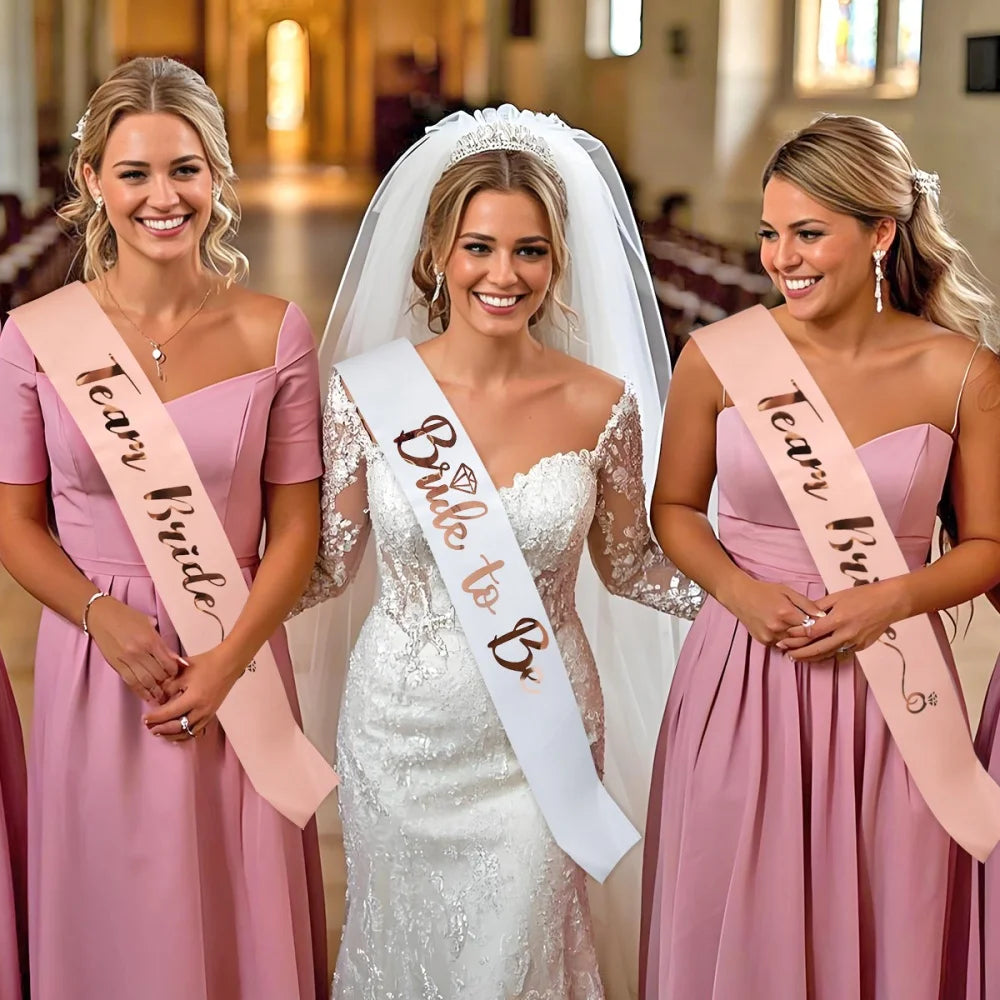 Team Bride Sash Set – Rose Gold Bride to Be & Bridal Party Sashes