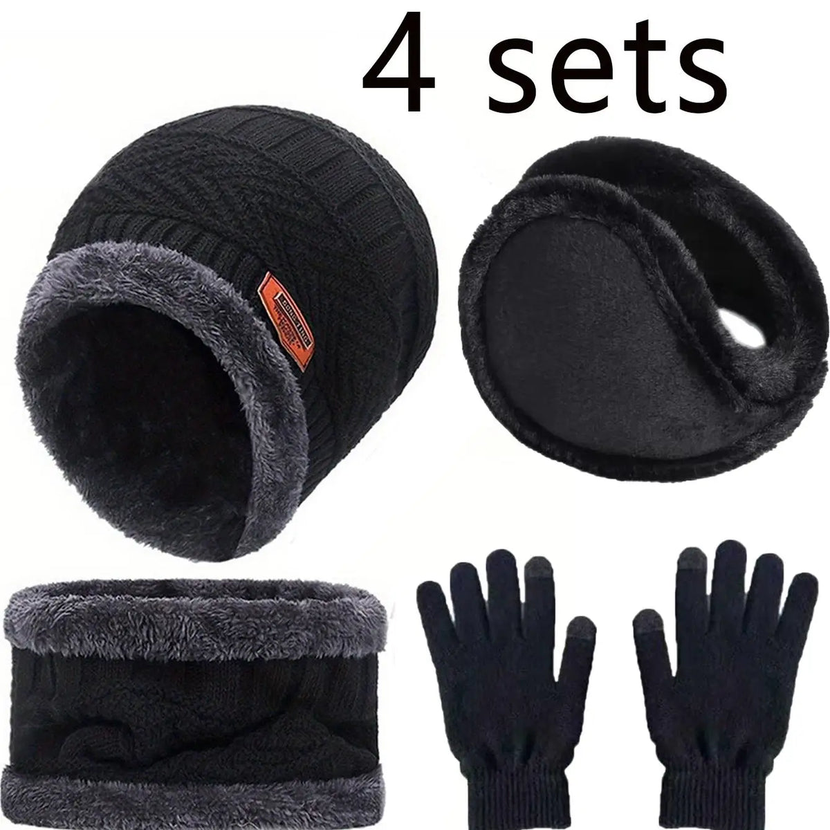 Men's Winter Hat, Scarf & Gloves Set – Velvet-Lined