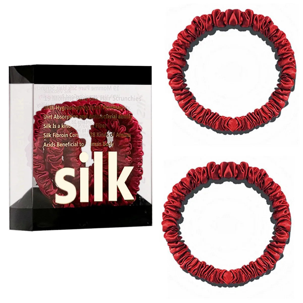 Mulberry Silk Scrunchie Gift Box – 2 Pack Real Silk Hair Ties