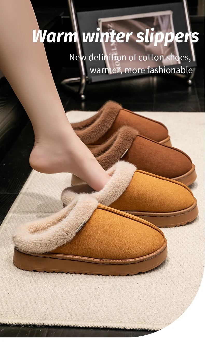 Fluffy Platform Slippers – Thick-Sole Warm Winter Slippers