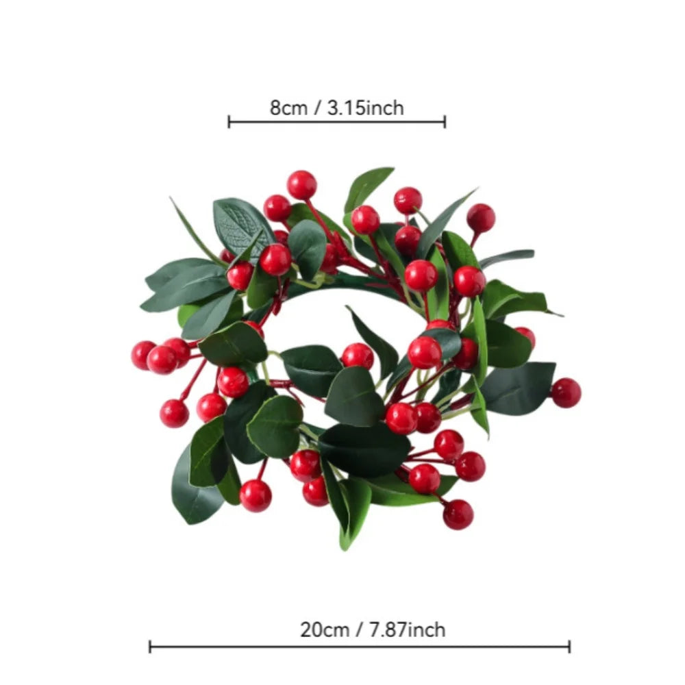 Christmas Candle Ring Wreath – Berry, Pinecone & Pine Table Centrepiece