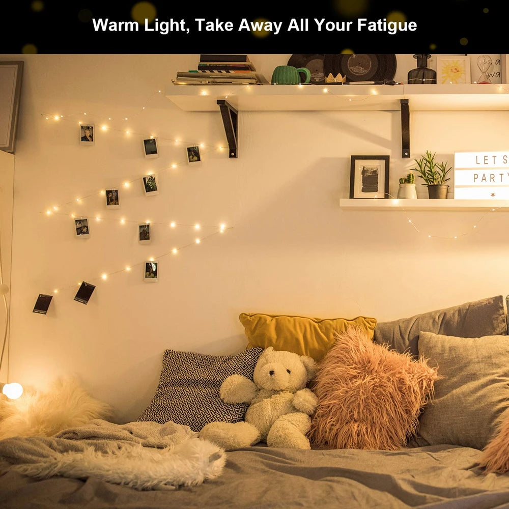 Photo Clip Fairy Lights – Warm White LED String with Clips