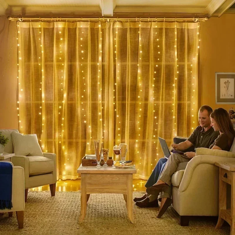 USB Curtain Fairy Lights with Remote – 8 Modes Window & Wall Light Curtain