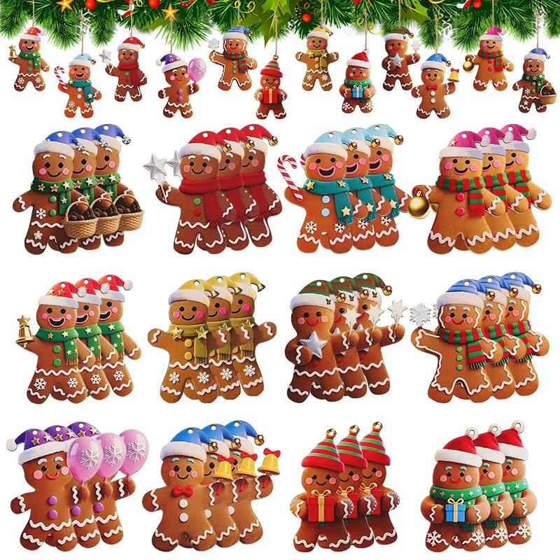Wooden Gingerbread Man Ornaments – Christmas Tree Decorations (12 or 24 Pack)