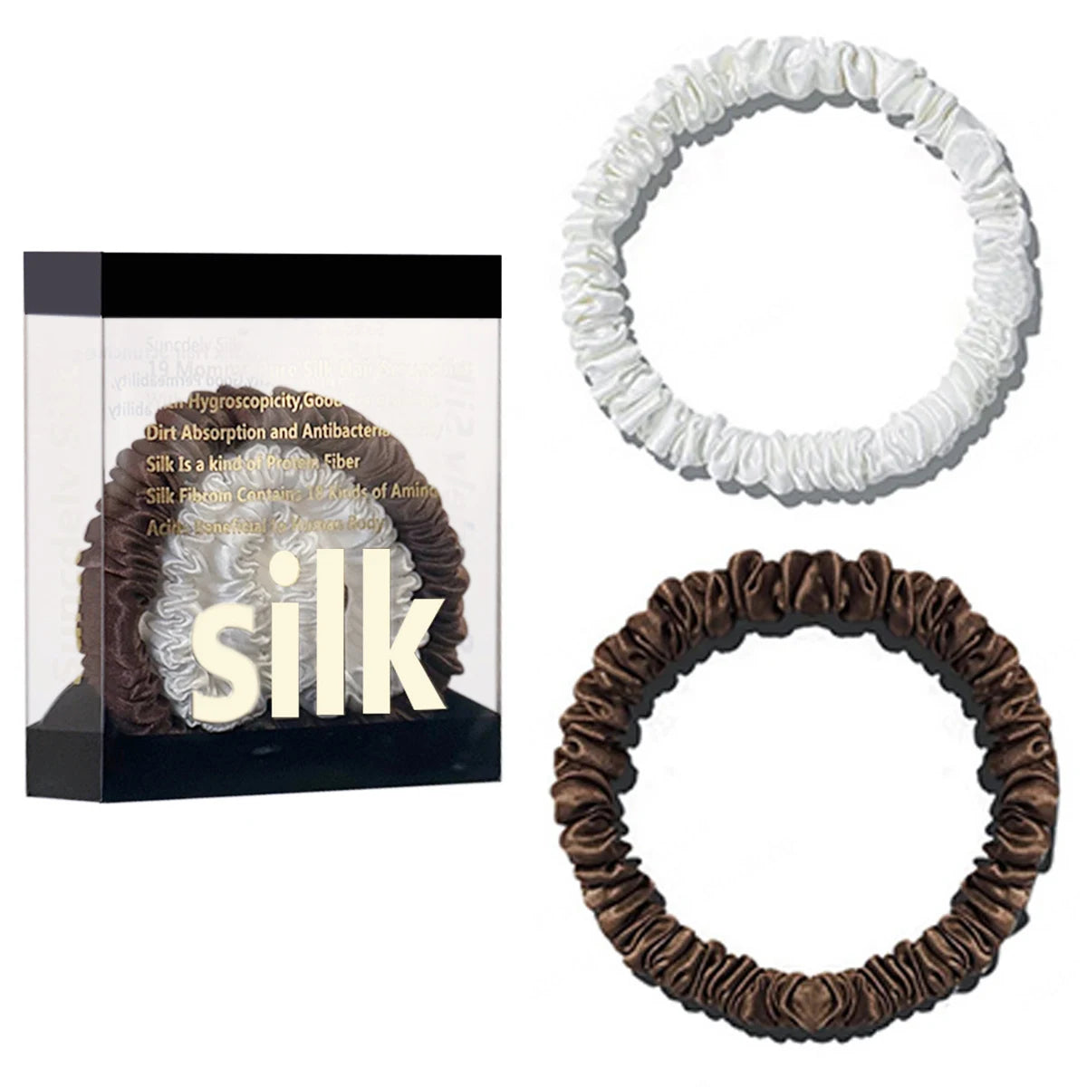 Mulberry Silk Scrunchie Gift Box – 2 Pack Real Silk Hair Ties