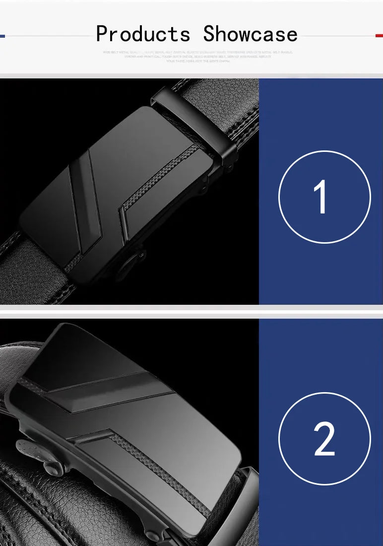 Men's Black Automatic Buckle Belt – 110, 120 or 130cm
