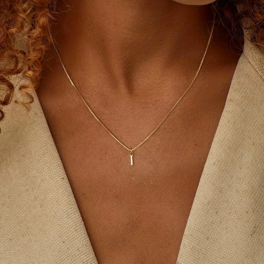 Gold-Tone Initial Necklace – A–Z Letter Pendant
