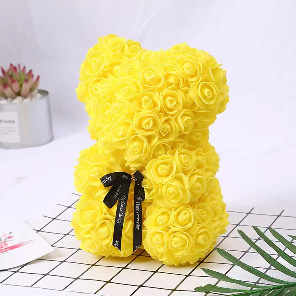 Rose Teddy Bear 25cm – Forever Rose Bear Gift for Her, With or Without Gift Box