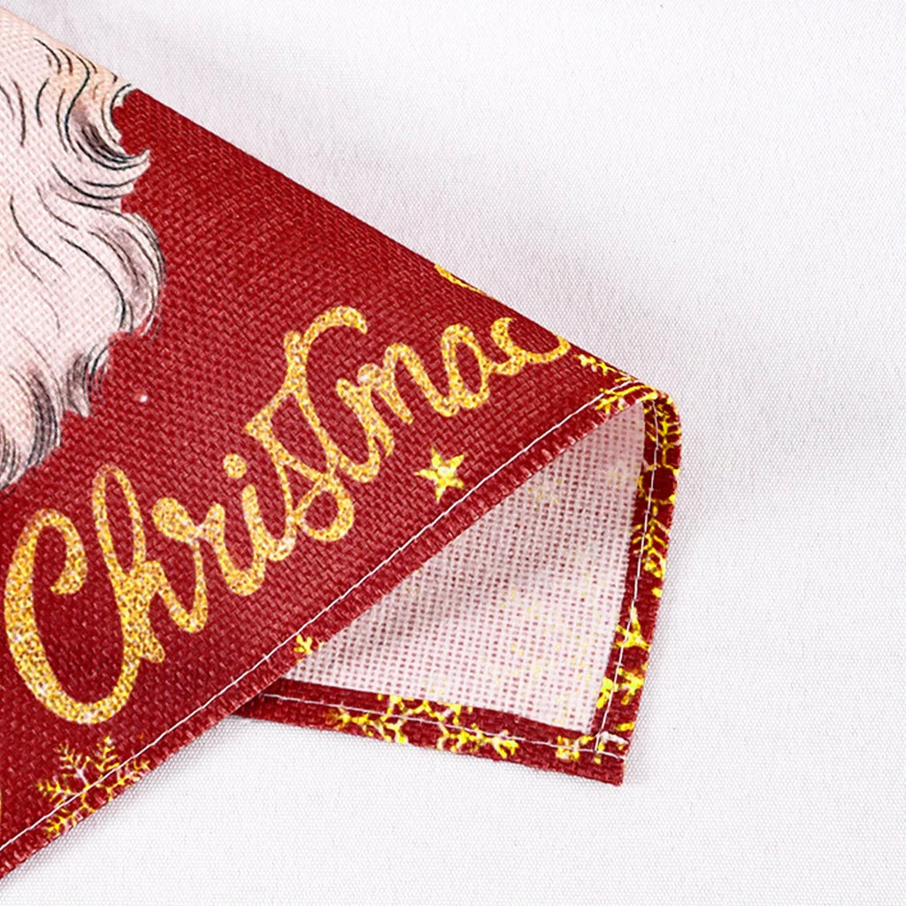 Linen Christmas Placemats – Santa & Festive Print Table Mats (1 or 4 Pack)