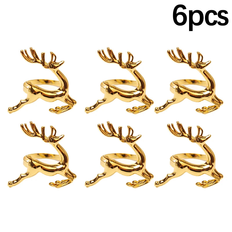 Reindeer Napkin Rings – Gold or Silver Christmas Napkin Holders (1, 6 or 12)