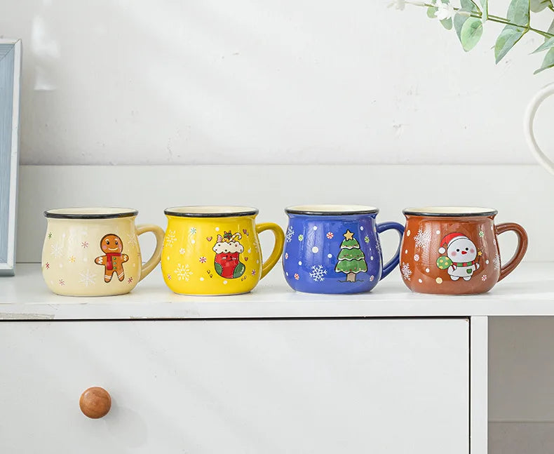 Mini Christmas Mug 150 ml – Cute Santa, Snowman & Reindeer Ceramic Cup