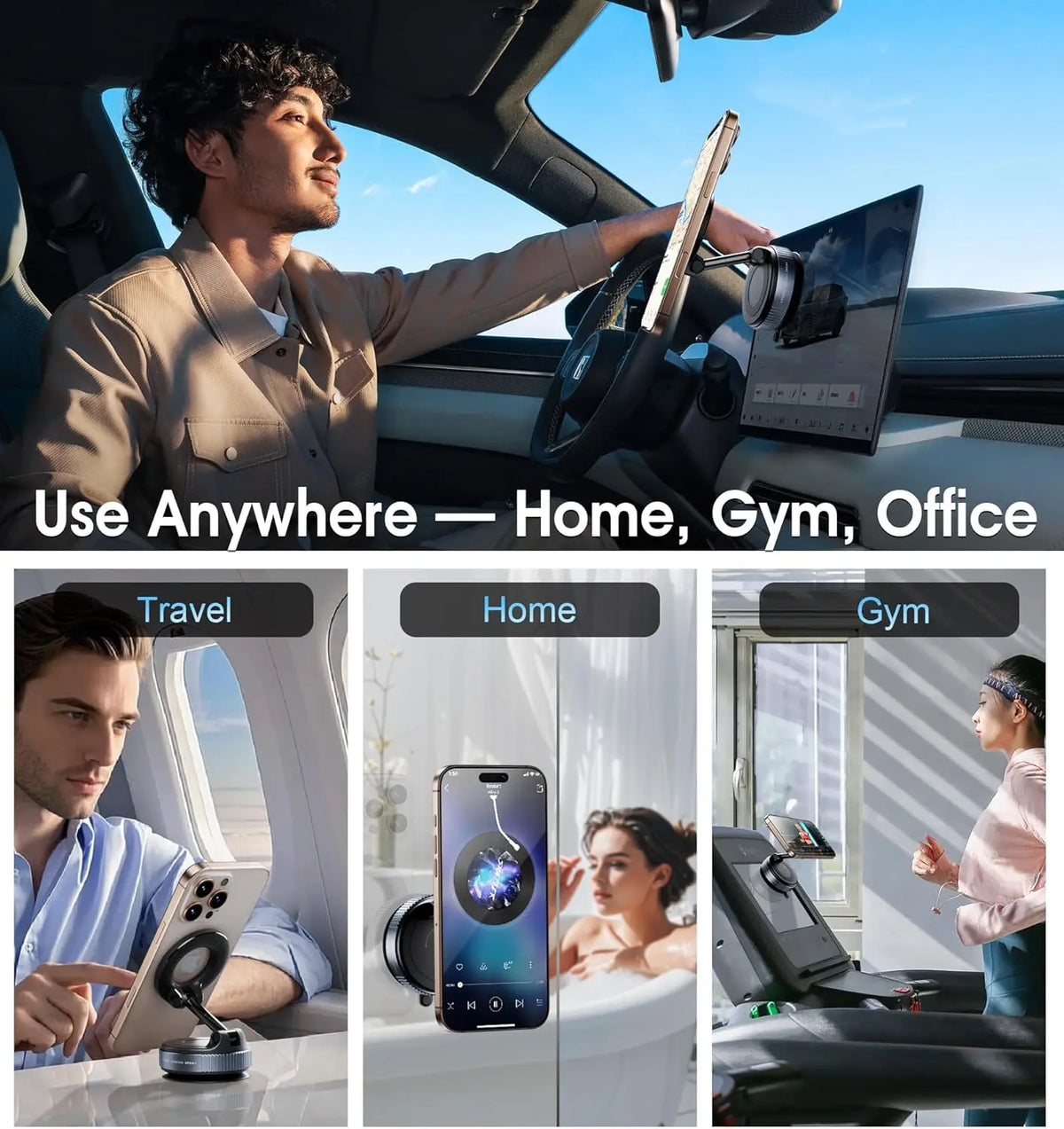 Magnetic Car Phone Holder – Suction Cup 360° Dashboard & Windscreen Mount