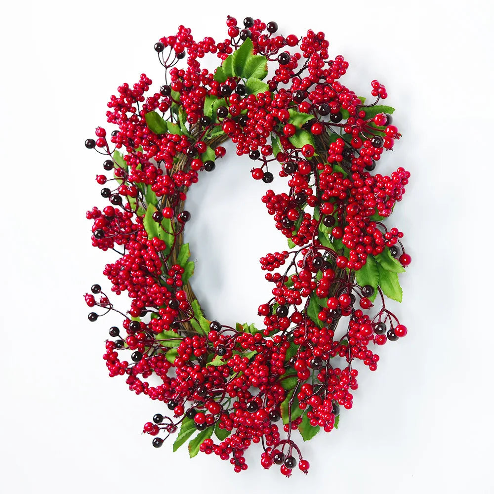 Handmade Christmas Wreath for Front Door – Red Berry, Cypress & Eucalyptus 45 cm
