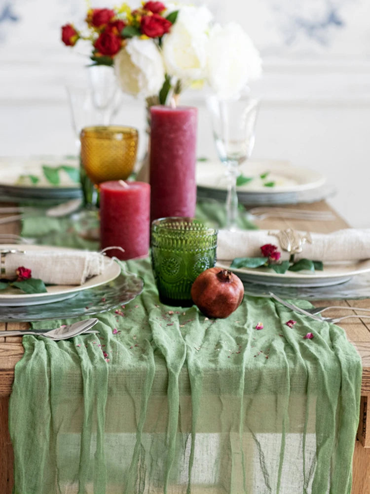 Cheesecloth Table Runner – Semi-Sheer Gauze Runner for Christmas & Weddings