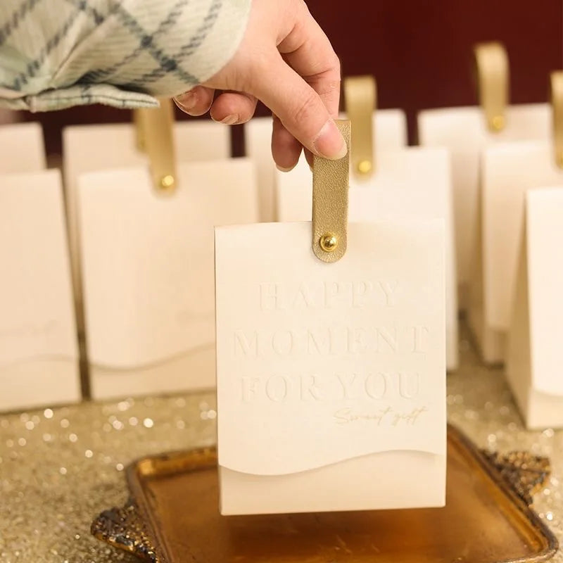 PU Leather Favour Boxes with Handle – 10 Pack Reusable Wedding & Party Gift Boxes