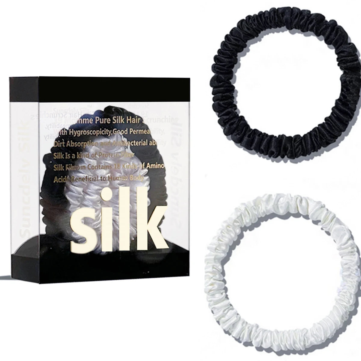 Mulberry Silk Scrunchie Gift Box – 2 Pack Real Silk Hair Ties